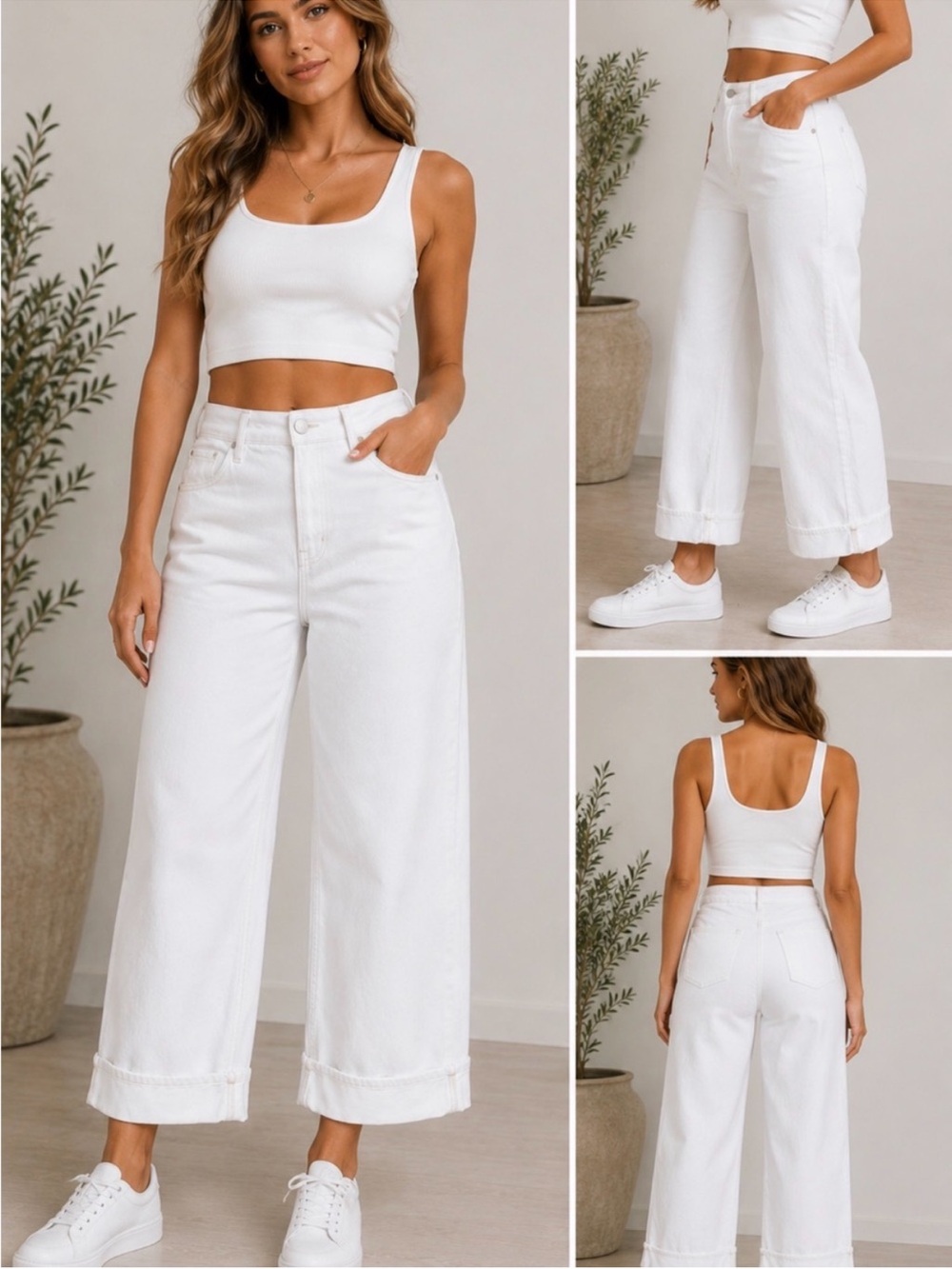 NWT. Good American. Good skate crop jeans in cream